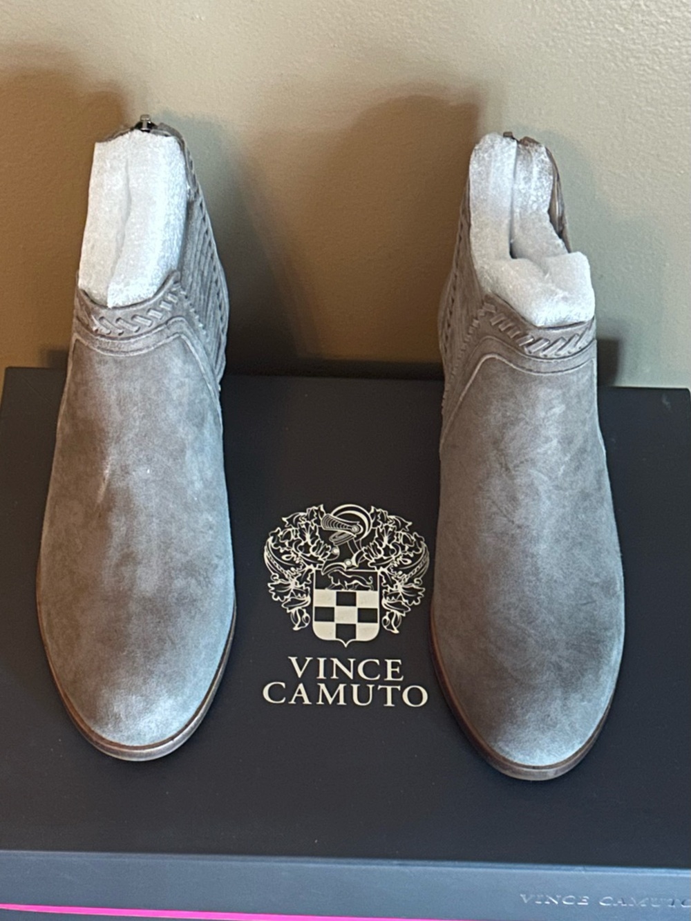 Vince Camuto Gray Suede Ankle Booties
